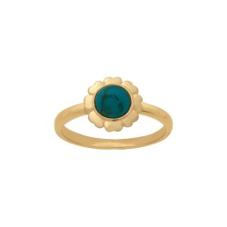 BAGUE P.OR FLEUR TURQUOISE SYNT