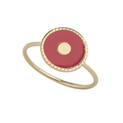 BAGUE POR MEDAILLE EMAIL ROUGE POINT