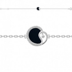 BRACELET 18CM AGT CERCLE EMAIL NOIR ET CZ